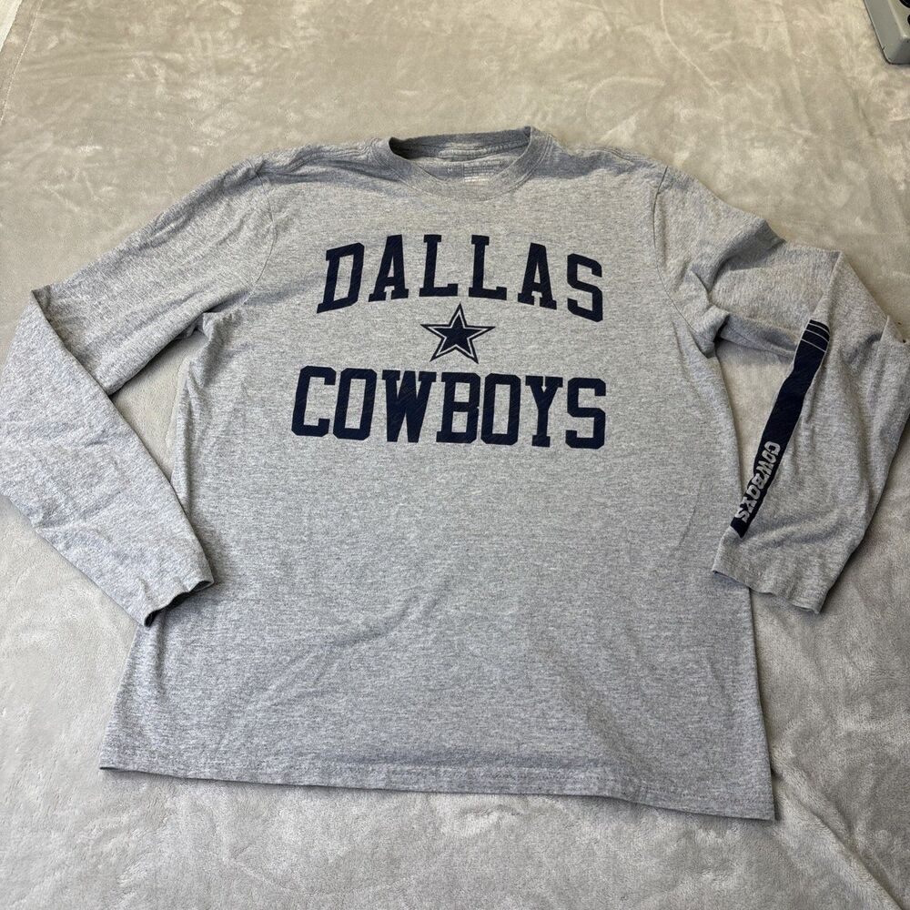 Dallas Cowboys T Shirt Medium M navy Blue unisex T-shirt Long sleeve Crew Gray